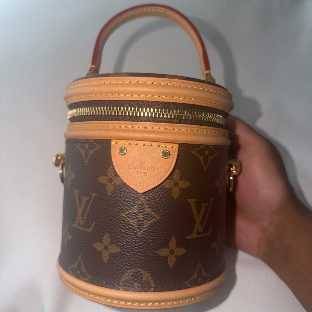 Louis Vuitton Black and Tan Monogram Cylinder Bag